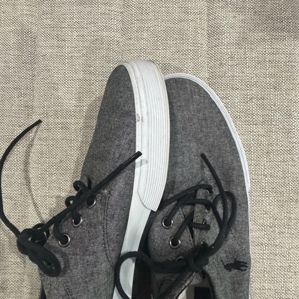 Polo Ralph Lauren Felton Mens 9D Gray Canvas Shoes Sneakers Casual Lace Boat